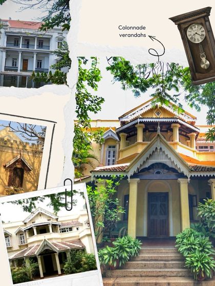 This collage captures the forgotten homes of Bengaluru, with their beautiful colonnade verandahs and timeless architectural details. These bungalows were built with shade, breeze, and soul, not just cement.