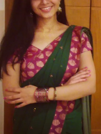 A classic saree can be transformed with the right blouse. Here, I paired a simple green saree with a custom-designed pink brocade blouse, creating an elegant and personalized look for a wedding guest or bridesmaid.
