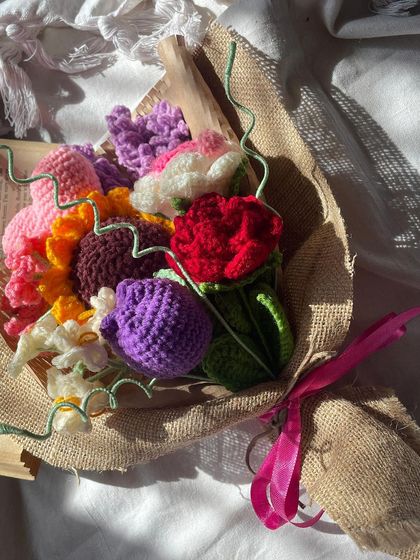 A close-up of the "Lover's Bouquet," showing the vibrant colors and different flower textures in the sunlight.
