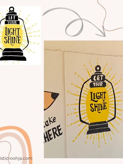 A mural of a lantern with the words "Let Your Light Shine," an encouraging message for students.