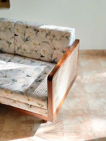 A variety of our sofas and daybeds, including a custom piece for mamama.in and our adaptable Tarangini sofa. These images showcase our ability to tailor seating to any living room theme with choices in size and fabric.