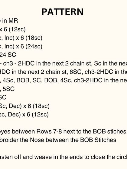 Here are the step-by-step instructions for the seal. The pattern is written using standard crochet abbreviations and guides you through each round, including where to place the eyes and embroider the nose.