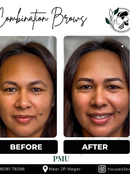 This client's smile says it all. Her new Combination Brows have a defined shape and fullness that brightens her entire face.