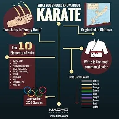 For those new to the art, this infographic provides a quick look at the history of karate, the structured belt ranking system we follow, and the ten core elements of kata.