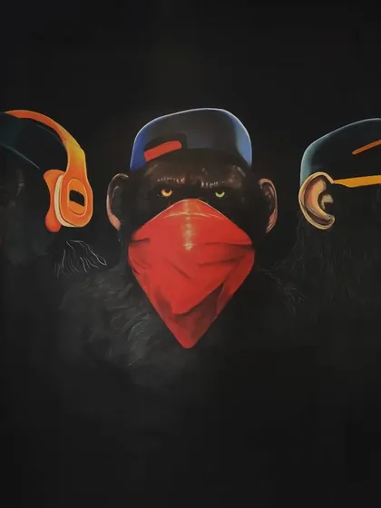 Our art can be playful and modern. This take on the three wise monkeys for Grazer's Pub in Jayanagar shows our contemporary graffiti style. It's perfect for clients looking for cool, pop-art inspired pieces that add a unique character to their space.