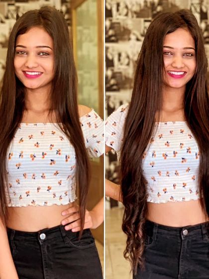 This client chose to add length and a gentle wave for a soft, romantic look. The extensions can be styled straight or curly, offering great versatility.