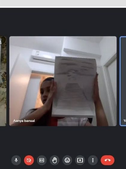 An online student working on a one-point perspective drawing. We cover fundamental art concepts in our classes for older students.