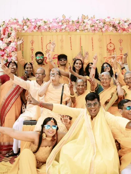 The vibrant energy of a Haldi ceremony. I focus on capturing the genuine joy and chaos of wedding celebrations, creating memories filled with laughter and love.