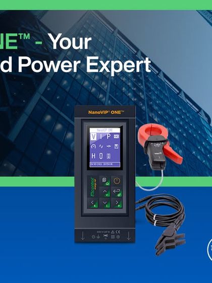 With a modern building in the background, this visual connects our NanoVIP ONE portable analyzer to its application in commercial building management. It's the ideal tool for ensuring energy efficiency and power reliability in large facilities.