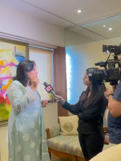 In the middle of a take, focusing on delivering a precise legal opinion.