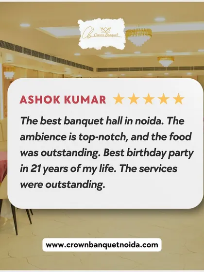 Our clients' words mean the world to us. We are proud to be considered the best banquet hall in Noida, and this review highlights our commitment to outstanding food, top-notch ambiance, and excellent service for every event.