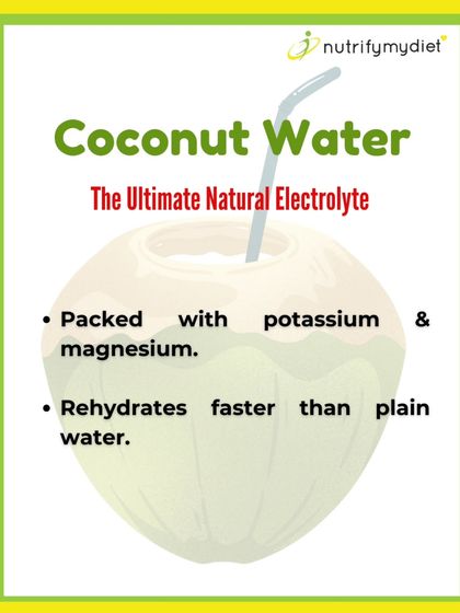 Coconut water is the ultimate natural electrolyte drink, packed with potassium and magnesium to help you rehydrate faster than plain water.