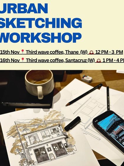 An announcement poster for an Urban Sketching workshop. I always make sure all materials and a food voucher are included.