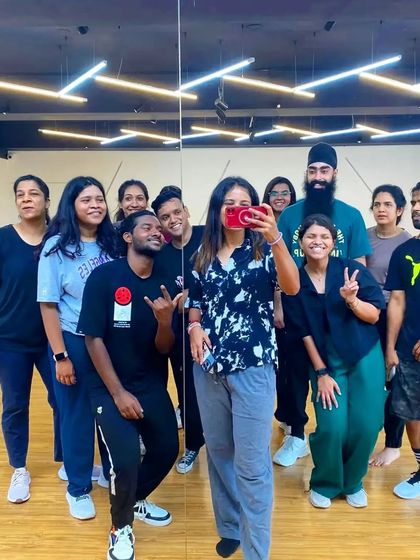 A mirror selfie with the crew after a great class. We are a diverse and welcoming community.