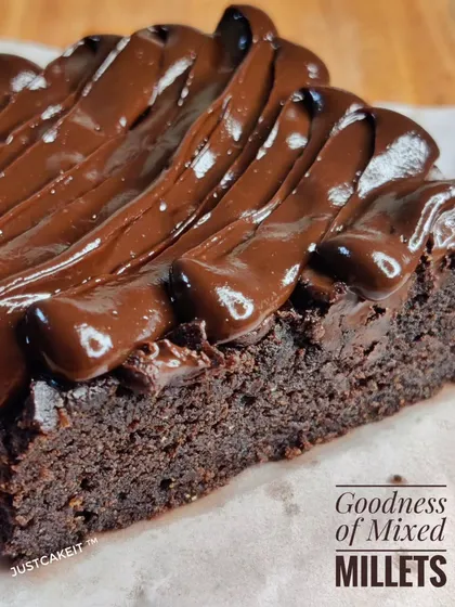 My mixed millet brownies are a guilt-free indulgence. Made with no refined sugar or dairy, they are both vegan and gluten-free, topped with a rich and creamy chocolate frosting.