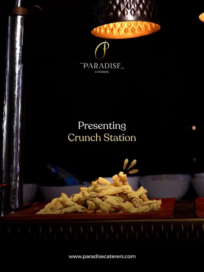Presenting our Crunch Station. These crispy, savory snacks are perfect for guests to munch on throughout the event.