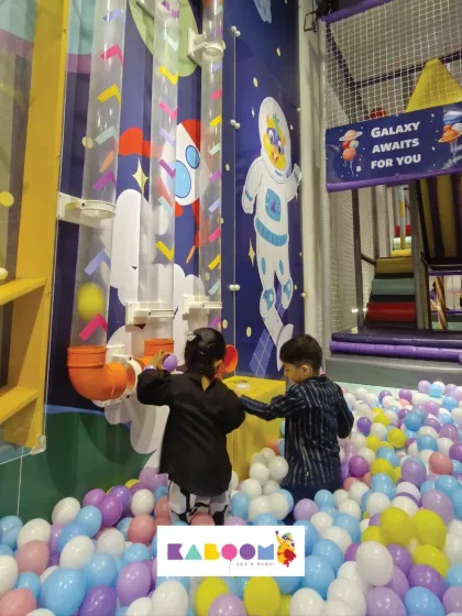 Our space-themed ball run adds an extra layer of adventure. Kids can send balls flying through tubes and watch where they land.