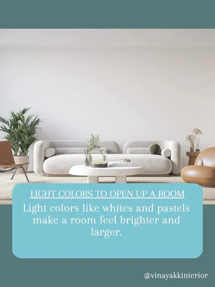 Small Space Tip: Use light colors to open up a room. Whites, pastels, and other light hues reflect light, making a room feel brighter and more spacious.