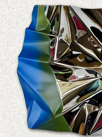 The gradient on this piece was carefully applied to create a seamless transition from green to blue.