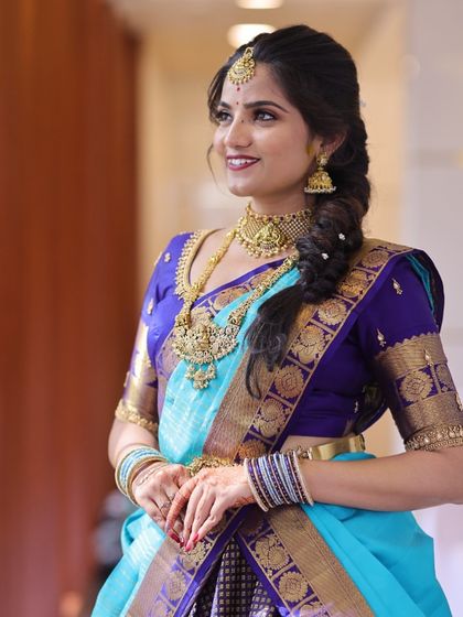 A beautiful, smiling portrait of Vinaya. We love being a part of our clients' journey from engagement to wedding.