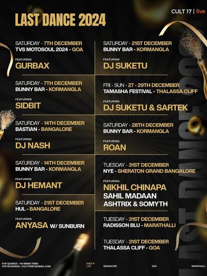 The "Last Dance 2024" event calendar, listing all my events for December. This consolidated graphic is a powerful marketing tool that showcases the breadth of my work and helps cross-promote different shows to my audience.