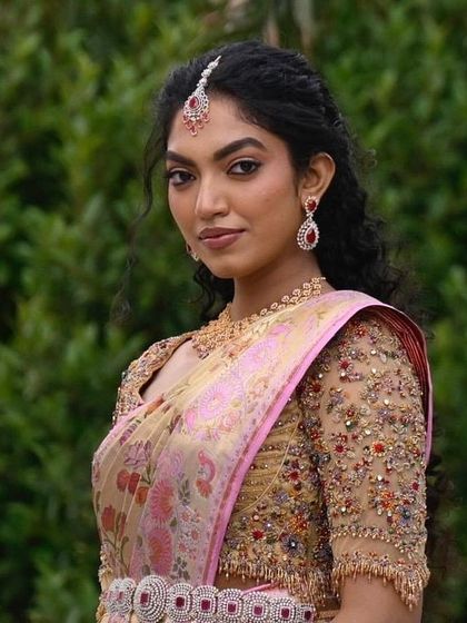 Additional views showcasing the variety and detail of my heirloom bridal sarees. Each image captures a different angle, moment, or detail, from full portraits to close ups of the fabric and embroidery, illustrating the complete story of each bride's custom creation.