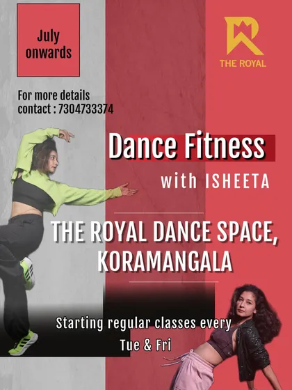 Get ready to sweat with Isheeta! My Dance Fitness classes in Koramangala are designed to be a power packed workout that feels more like a party. This poster gives you a glimpse of the energy she brings to every single session.