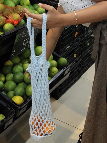 I love the aesthetic of using a handmade bag for everyday errands. This light blue market bag is both functional and beautiful.
