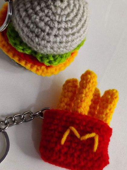 For the fast-food lover, a set of burger and fries keychains.