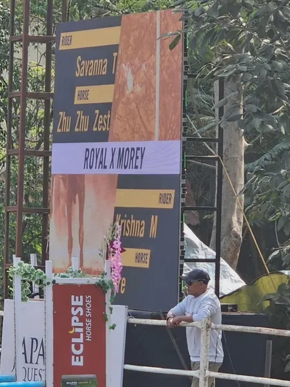 The scoreboard at Japalouppe showing our rider Savannah's name. Seeing our academy represented at major events is a proud moment for the entire team.