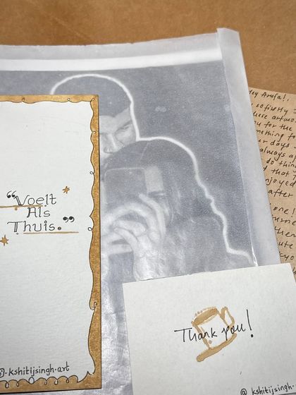 A close-up of the packaging details. You can see the custom card with a handwritten note, ready to be sent to its new home.