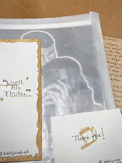 A close-up of the packaging details. You can see the custom card with a handwritten note, ready to be sent to its new home.
