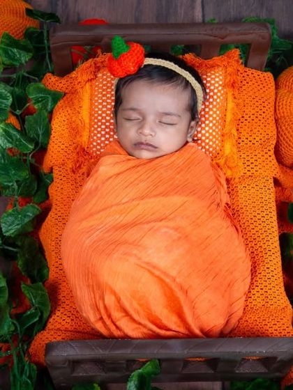 My sweet little pumpkin. I have so much fun creating seasonal and festive themes for newborn photos, using cozy, handmade props to make the session unique and special.