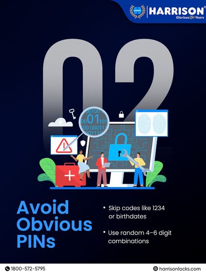 Tip #2 for smart lock security: Avoid obvious PINs. Skip codes like 1234 or birthdates and use random 4-6 digit combinations to make your lock harder to crack.
