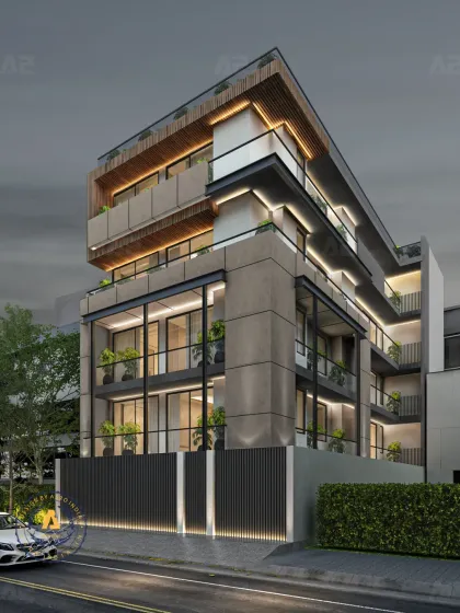 A 385 sq yd project in Janakpuri, West Delhi, this facade is designed with clean, minimal lines and a harmonious palette of earthy browns. It is a statement of aesthetics where every detail speaks of elegance and timeless appeal.