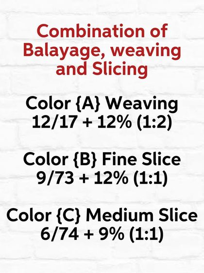 The complete formula for the no-bleach balayage. I used a combination of Koleston Perfect shades with different techniques like weaving and slicing to create this dimensional look.