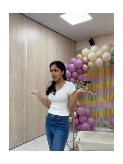 A student passionately delivers her speech, demonstrating how we teach them to connect with their material and speak from the heart.