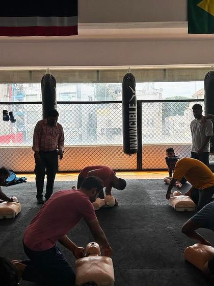 Our members practicing chest compressions, a critical skill for CPR.