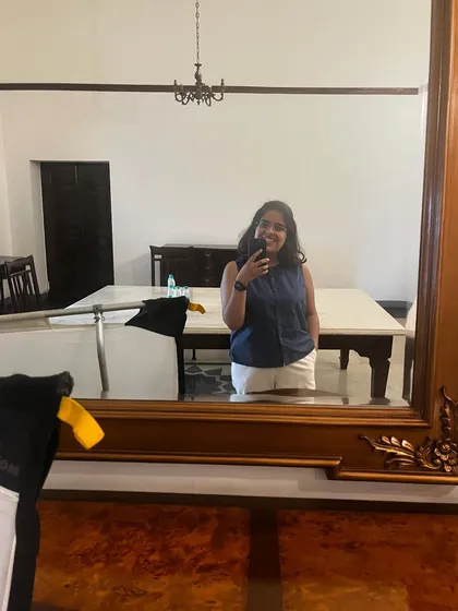 A quick selfie in the mirror on the set of the fashion shoot. It was a thrill to see the creative process up close.