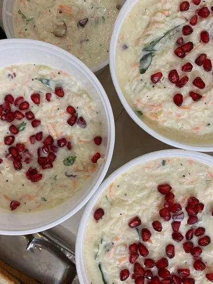 Bowls of creamy curd rice, a comforting and healthy option.