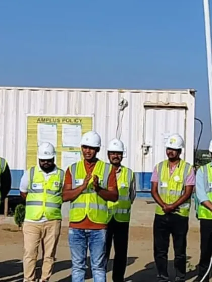 Team members take a safety pledge at one of our project sites. This act reinforces their personal and collective commitment to upholding our safety-first culture in all their work.