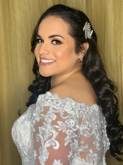 Nimita, all ready to glow for her church wedding. The makeup is soft, romantic, and timeless, perfect for a white wedding gown.