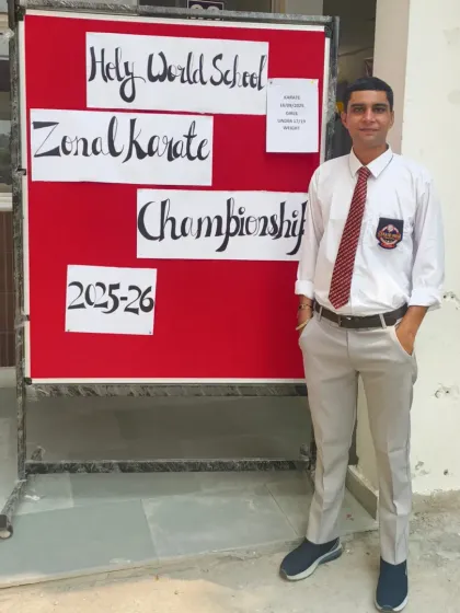 At the Holy World School Zonal Karate Championship. I am committed to promoting Karate at the grassroots level.