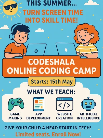 Our online coding camps are designed to turn your child's screen time into a productive skill-building experience. We cover exciting fields like game making, app development, website creation, and even artificial intelligence.