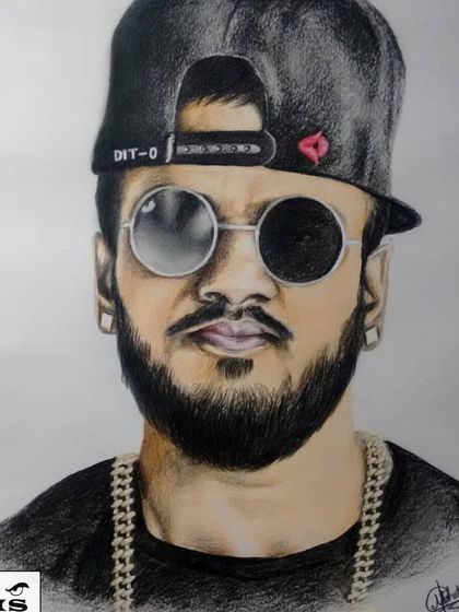 A color pencil portrait of Kannada rapper Rahul Dit-O. I enjoyed recreating his cool style, from the branded cap to the reflective sunglasses.