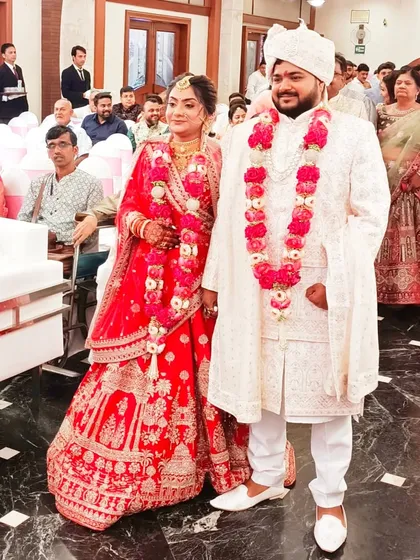 The beautiful couple, Helisha and Mihir, during their wedding ceremony.