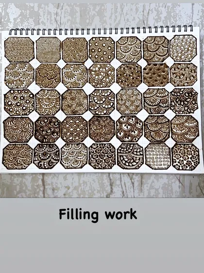 A look at different 'Filling work' techniques I use to create texture and depth in my mehandi designs, from delicate dots to bold, shaded areas.