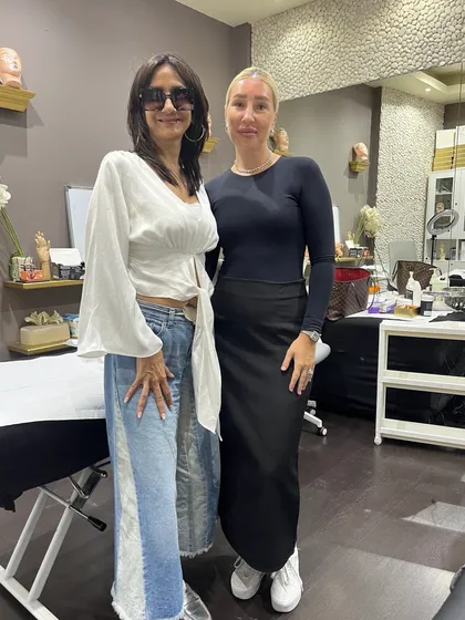 Pictured here with my internationally acclaimed trainer in Dubai. Continuous learning with the best in the industry is key to my practice, ensuring I provide my clients with the most advanced and effective treatments available.