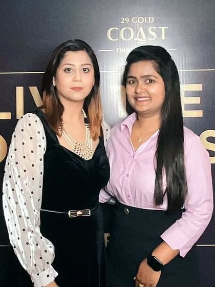 Posing with a guest at a corporate event for Mantra's 29 Gold Coast real estate project. It's always a pleasure to connect with clients and attendees after the show.