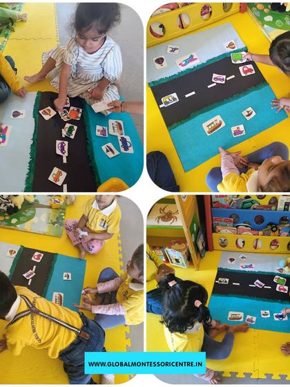 This month's theme was 'Transport'. Our playgroup children learned to identify different modes of transport like land, air, and water vehicles through a fun sorting activity.